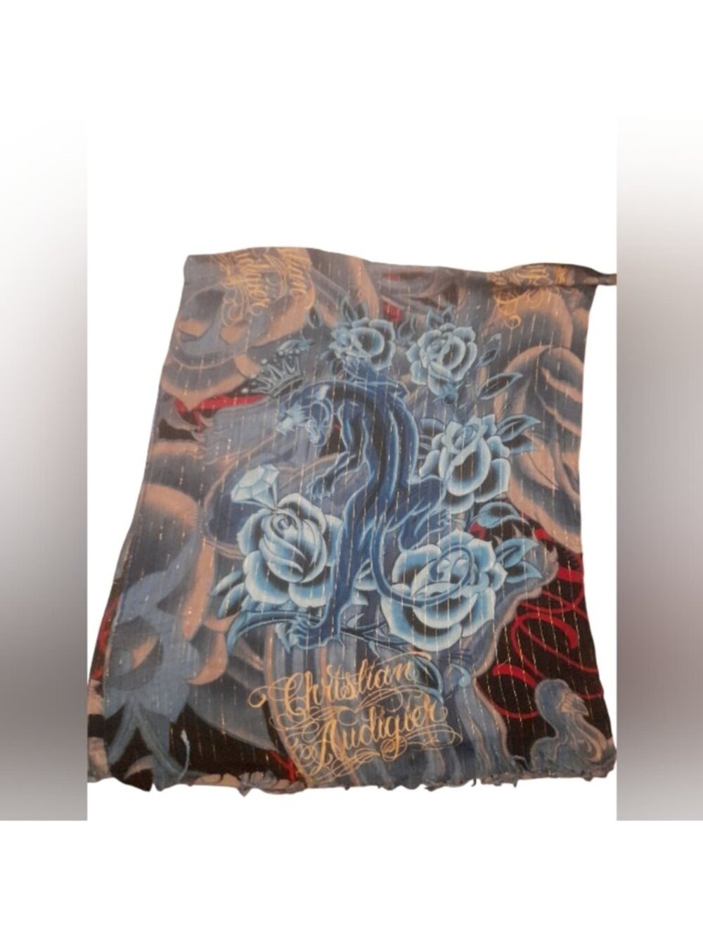 Christian Audigier Floral Animal Y2k Scarf